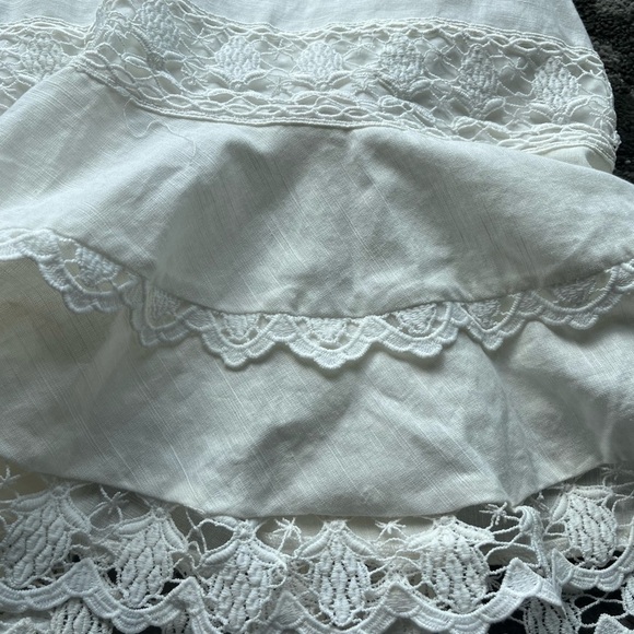 Tiered Lace Flounce Fairy Mini Dress Feminine Boho Engagement Coquette Cottage - Picture 7 of 10